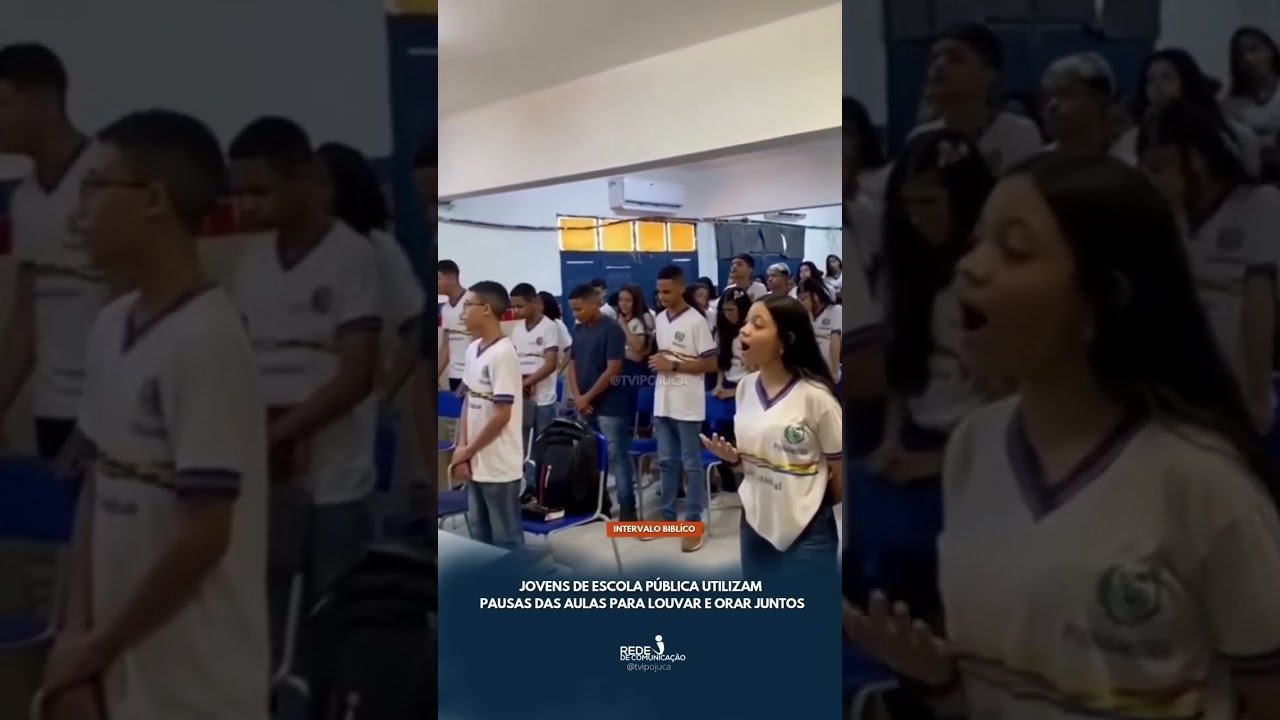 Estudantes de São Lourenço aprovietam o intervalo para louvar Deus na Escola!