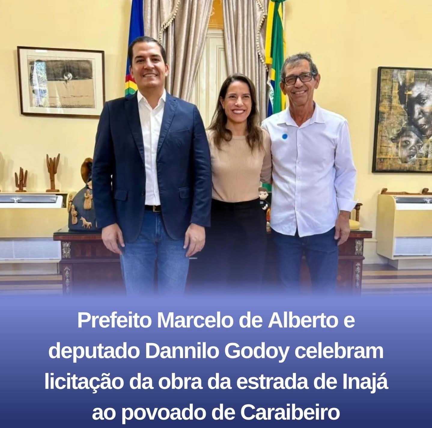 PREFEITO MARCELO DE ALBERTO E DEPUTADO DANNILO GODOY CELEBRARAM LICITAÇÃO DA OBRA DA ESTRADA DE INAJÁ AO POVOADO DE CARAIBEIRO